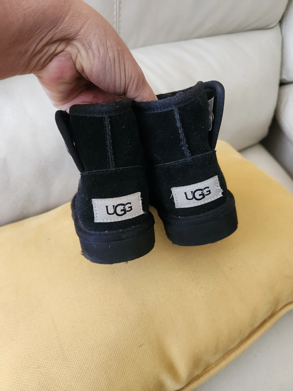 UGG Kids Black Short Button Suede Boot